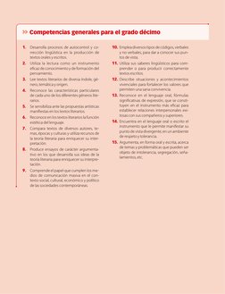 Competencias generales para el grado décimo
1.	 Desarrolla procesos de autocontrol y co-
rrección lingüística en la producció
