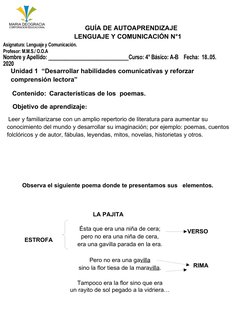 GUÍA DE AUTOAPRENDIZAJE
           LENGUAJE Y COMUNICACIÓN N°1
Asignatura: Lenguaje y Comunicación.