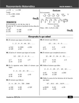 Academia SERUNA 
179 
WALTER MONROY P. 
y
32
=
 ∧    x
384
=
 
Luego:  
x
2y
384
2(32)
−
=
−
 
          
320
=
 
 
 
PRO
