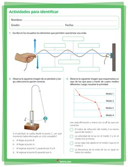 Actividades para identificar
Nombre: 
Grado: 
	 Fecha: 
2.	 Observa la siguiente imagen de un péndulo y lue-
go, selecciona l
