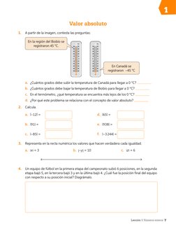 1
Valor absoluto
1.	
A partir de la imagen, contesta las preguntas:
En la región del Biobío se 
registraron 45 °C.
En Canadá