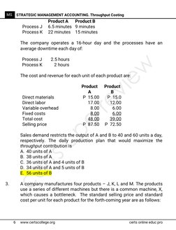6 
www.certscollege.org 
certs online educ pro 
MS 
STRATEGIC MANAGEMENT ACCOUNTING. Throughput Costing 
 
Product A 
Pro