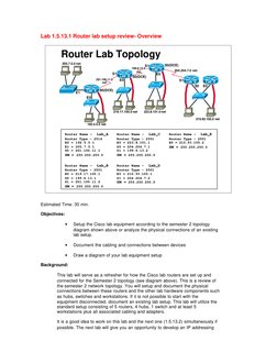 Lab 1.5.13.1 Router lab setup review- Overview
E1
E0
S1
E0
S1
E0
S1
E0
E0
S0(DCE)
S0(DCE)
192.5.5.0 net
219.17.100.0 net
223.