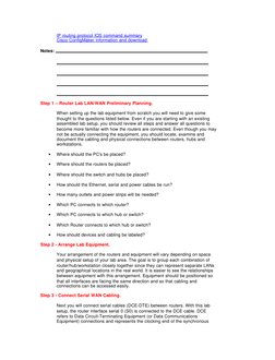 IP routing protocol IOS command summary
Cisco ConfigMaker information and download  
Notes: 
Step 1 – Router Lab LAN/WAN Prel