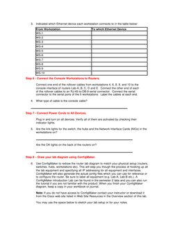 3. Indicated which Ethernet device each workstation connects to in the table below:
From Workstation
To which Ethernet Device