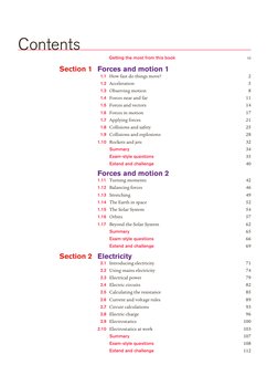 Contents
Getting the most from this book	
vi
	
Section 1	 Forces and motion 1
1.1	 How fast do things move?	
2
1.2	 Accelerat