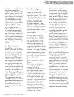 and synthesized data. Discerning 
correlation from causation; 
recognizing the difference in the 
meaning of mean, median, an