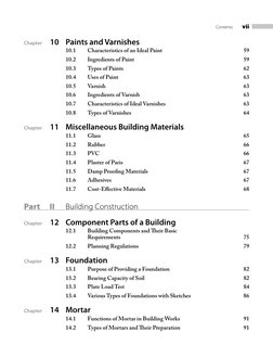 Contents  vii
Chapter 
10 Paints and Varnishes
 
10.1 
Characteristics of an Ideal Paint 
59
 
10.2 
Ingredients of Paint 
59