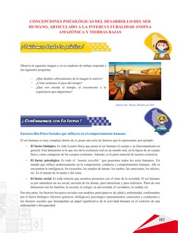 183
CONCEPCIONES PSICOLÓGICAS DEL DESARROLLO DEL SER 
HUMANO, ARTICULADO A LA INTERCULTURALIDAD ANDINA 
AMAZÓNICA Y TIERRAS B