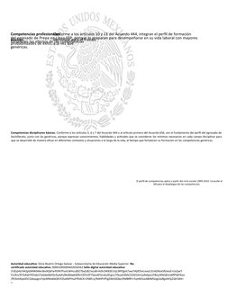 Competencias disciplinares básicas. Conforme a los artículos 5, 6 y 7 del Acuerdo 444 y al artículo primero del Acuerdo 656,