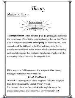 Theory 
Magnetic flux -
o00000d 
The magnetic flux (often denoted D or o» ) through a surface is 
the component of the B ficl