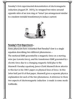 Faraday's first experimental demonstration of electromagnetic 
induction (August 29, 1831). he wrapped two wires around 
oppo