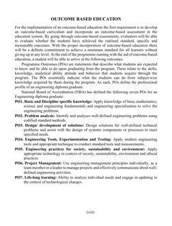  
(viii) 
OUTCOME BASED EDUCATION  
For the implementation of an outcome-based education the first requirement is to develop