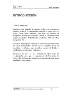 Zeus Recepción
INTRODUCCIÓN
¿ Que es Recepción?
Mediante  este  módulo  se  realizan  todos  los  movimientos
necesarios desd