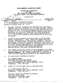 ENVIRONMENTAL PROTECTION AGmCY 
Background 
Ipfonuation 
and Draft 
Environmental 
Impact Statement 
for Pulp, Paper, and Pap