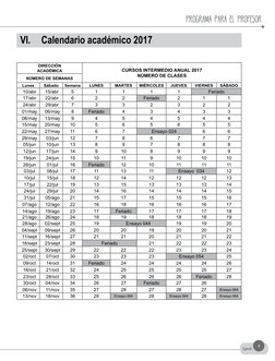 Programa para el profesor
Cpech
9
VI.	
Calendario académico 2017
DIRECCIÓN
ACADÉMICA
CURSOS INTERMEDIO ANUAL 2017 
NÚMERO DE