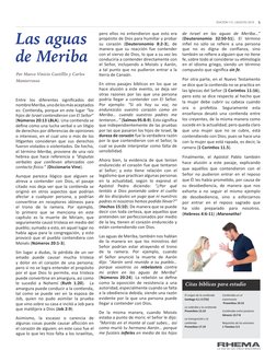 5
EDICIÓN 113  | AGOSTO 2019
Entre los diferentes significados del 
nombre Meriba, uno de los más aceptados 
es: Contienda, p