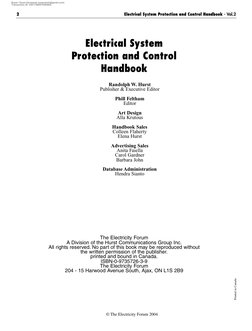 2
Electrical System Protection and Control Handbook - Vol.2
The Electricity Forum
A Division of the Hurst Communications Grou