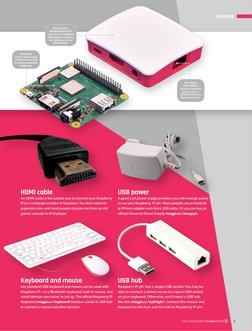 HDMI cable
An HDMI cable is the easiest way to connect your Raspberry 
Pi to a computer monitor or television. You don’t need
