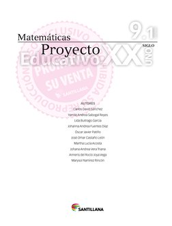 9.1
volumen
Proyecto
EducativoXX
UNO
Siglo
Matemáticas
Autores
Carlos David Sánchez
Yamile Andrea Sabogal Reyes
Lida Buitrago