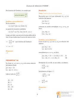 Por teorema de Cardano, se cumple que
suma de raíces=−b
a
Análisis y procedimiento
De la ecuación
(n+1)(x2+2x)=(n+3)(3x+5)
s