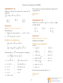 PREGUNTA N.o 47
Halle la suma de las soluciones reales de la
ecuación
5
3
9
1
1
0
2
3
5
3
(
)(
)
(
)
.
x
x
x
−
−
+
−
=
A) 1