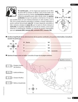 Tabasco
5
Bloque 1
n
n Escribe el significado de las abreviaciones de los puntos cardinales y los puntos intermedios. Consult
