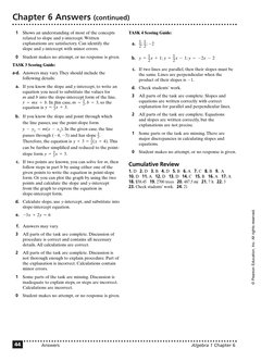 Chapter 6 Answers (continued)
Answers
Algebra 1 Chapter 6
44
1
Shows an understanding of most of the concepts
related to slop