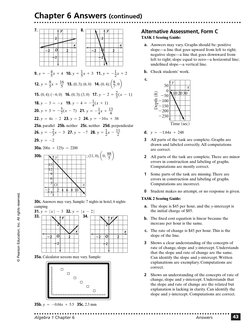 Algebra 1 Chapter 6
Answers
43
Chapter 6 Answers (continued)
7.
8.
9.
10.
11.
12.
13. (0, 3); (6, 0)   14. (0, 4);
15. (0, 4)