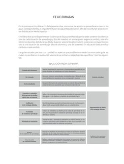 FE DE ERRATAS
Por la premura en la publicación de la presente obra, misma que fue anterior a que se dieran a conocer las 
guí