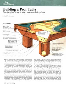Building a Pool Table
Starting  from scratch with nuts-and-bolts  joinery
T
he distinctive crack of the break, brightly color