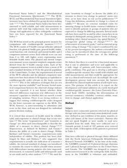 Functional Status Index,16 and the Musculoskeletal
Functional Assessment Questionaire.4,17,18 The SF-36,
SF-12, and Musculosk