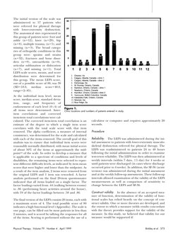 The initial version of the scale was
administered to 57 patients who
were referred for physical therapy
with
lower-extremity