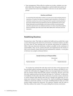 8  Establishing Routines
• Time management: When effective routines are in place, students can com-
plete daily tasks with gr