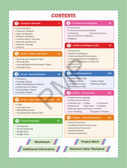 CONTENTS
Worksheet 
Project Work 
National Cyber Olympiad
Additional Information
•
 
 
 Communication 
•
 
 
 Types of Networ