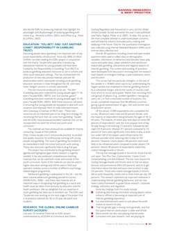 GAMING RESEARCH 
& BEST PRACTICE
also led the IGRU to producing materials that highlight the
advantages and disadvantages of