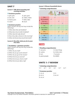 Top Notch Fundamentals, Third Edition 
Unit 7 and Units 1–7 Review
Copyright © 2015 by Pearson Education. Permission granted