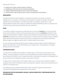 Este Servicio Incluye:
RENDIMIENTO
La Agencia deberá haber realizado y cumplido con todos los convenios, acuerdos, 
obligacio