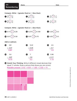 © Houghton Mifflin Harcourt Publishing Company
Remembering
2-5
Name 
Date
Compare. Write > (greater than) or < (less than).
1