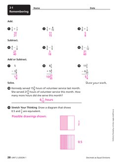 © Houghton Mifflin Harcourt Publishing Company
Remembering
2-1
Name 
Date
Add.
1     1 
__ 
3  +  1 
__ 
7  
2    1 
__ 
5  +