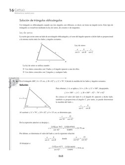16 CAPÍTULO
  
MATEMÁTICAS SIMPLIFICADAS
868
Solución de triángulos oblicuángulos
Un triángulo es oblicuángulo cuando sus tr