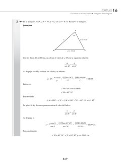 CAPÍTULO 16
 
GEOMETRÍA Y TRIGONOMETRÍA • Triángulos oblicuángulos
869
En el triángulo MNP, ∠ P = 76º, p = 12 cm y m = 8 cm