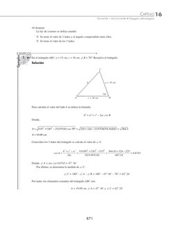 CAPÍTULO 16
 
GEOMETRÍA Y TRIGONOMETRÍA • Triángulos oblicuángulos
871
En el triángulo ABC, a = 15 cm, c = 18 cm, ∠ B = 70º