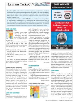 July 2016 • Technical Analysis of Stocks & Commodities • 7
The editors of S&C invite readers to submit their opinions and inf