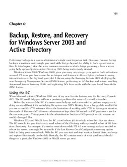 Backup and Restore for Windows Server 2003 | PDF | Backup | Active ...