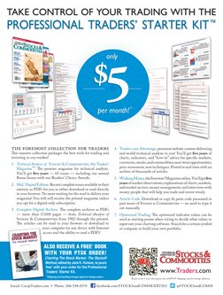 only
only
per month!*
per month!*
$5
$5
Take Control of Your Trading with the
Professional Traders’ Starter Kit ™
4.	 Traders