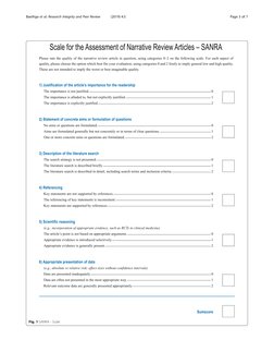 SANRA-a Scale For The Quality Assessment of Narrative Review Articles ...