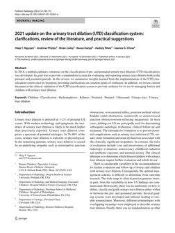 UTD Classification Update for Urinary Dilation | PDF | Kidney | Urology