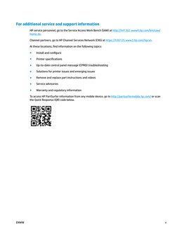 For additional service and support information
HP service personnel, go to the Service Access Work Bench (SAW) at http://h413