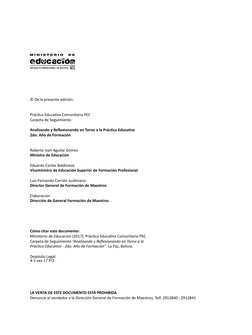 © De la presente edición: 
Práctica Educativa Comunitaria PEC
Carpeta de Seguimiento
Analizando y Reflexionando en Torno a la